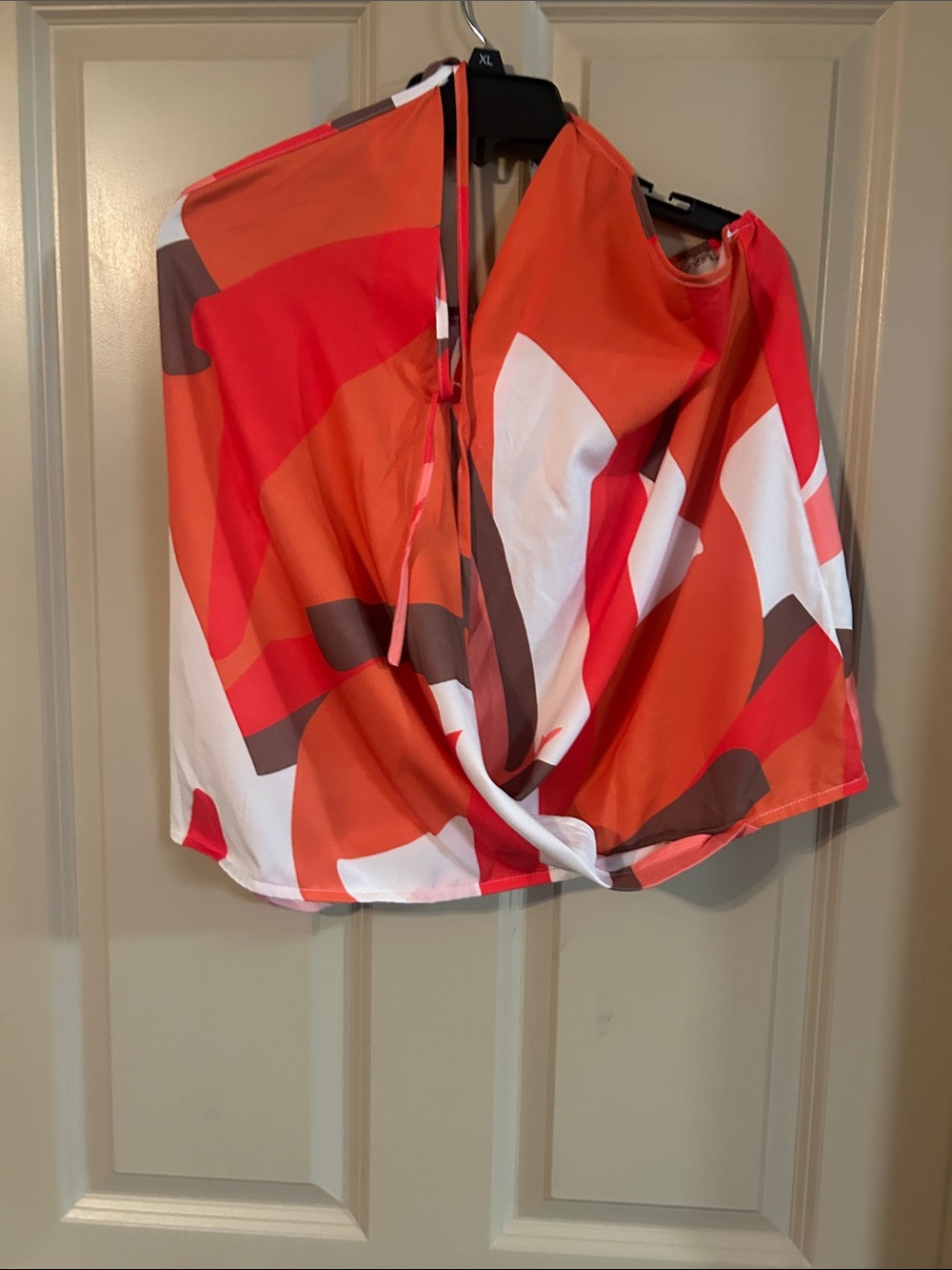 chic Red & Orange Abstract Halter Top